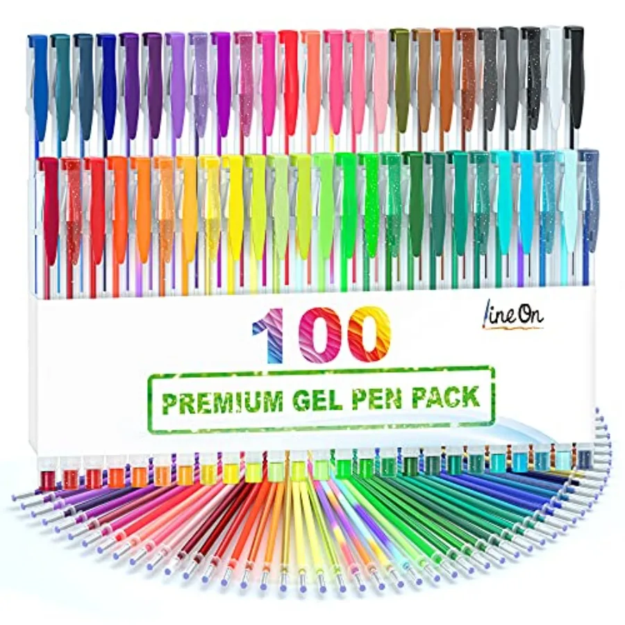 

100 Pack Gel Pens Set 50 Colo Gel Pens with 50 Refills Gel Pen Set for Adult Coloring Books Drawing Doodling Art Marke