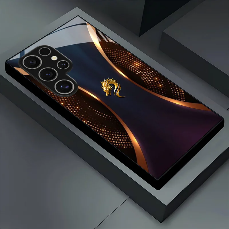 Ripple Golden Dragon Phone case s26 ultra Glass phone case for Samsung Galaxy S26/S25/S24/S23/S22/S21 FE Ultra Plus Shockproof