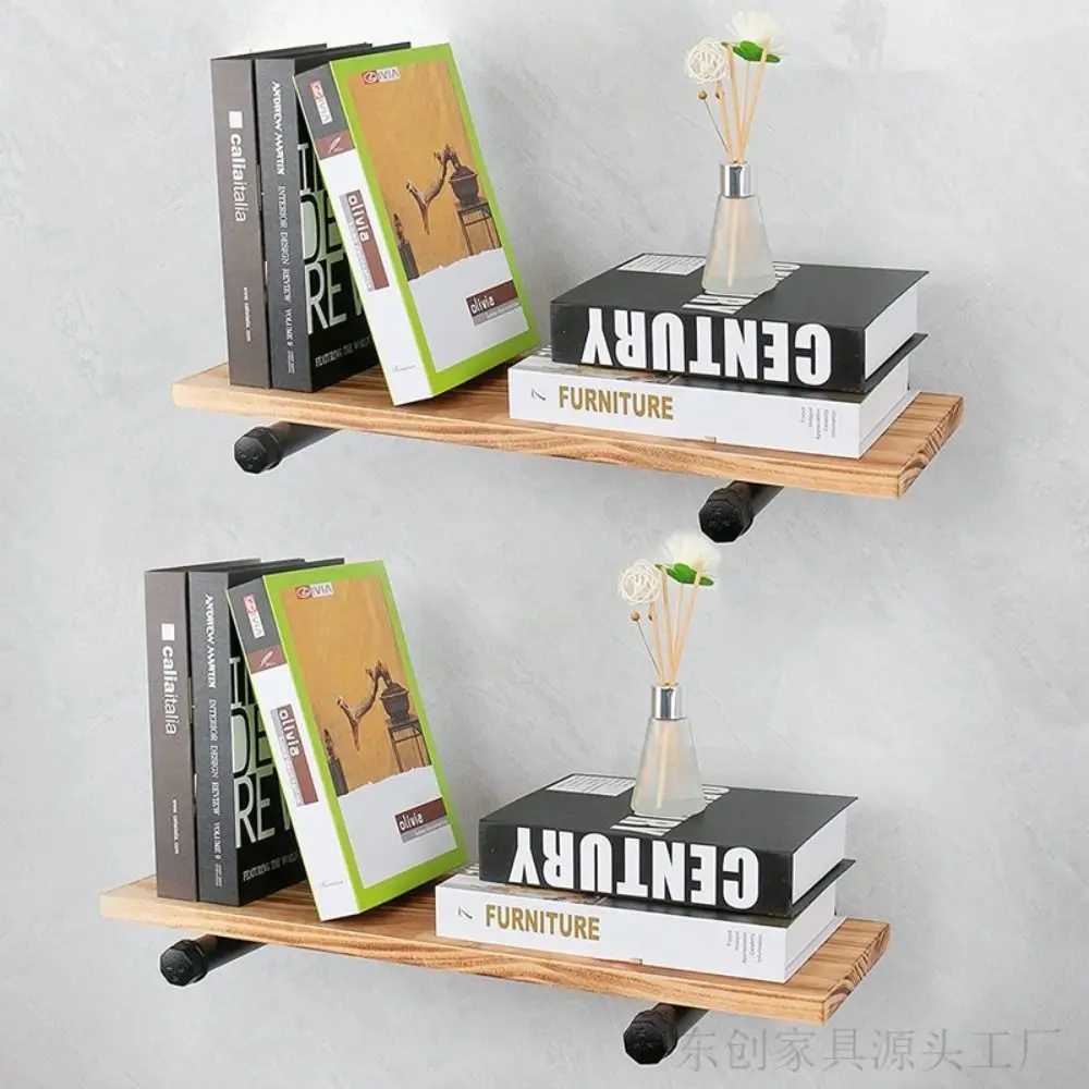 4pcs Black Iron Pipe Wall Floating Shelf Holder Fine Workmanship Heavy Duty Wall Storage Shelf Holder Industrial Decor
