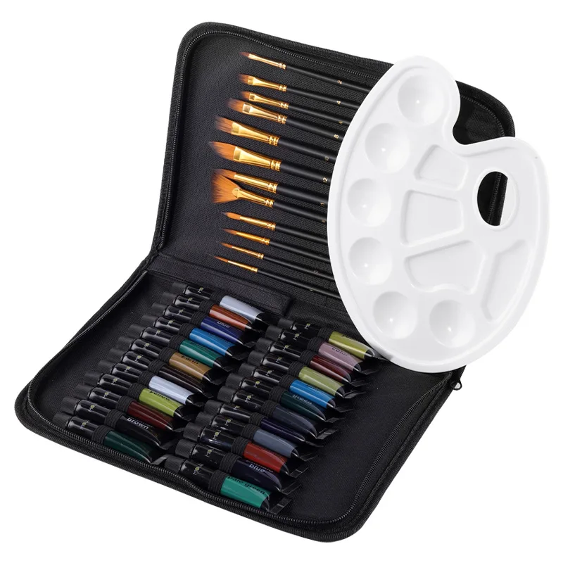 

Professional 24-color Acrylic Paint Set with Brush Palette and Nylon Brush