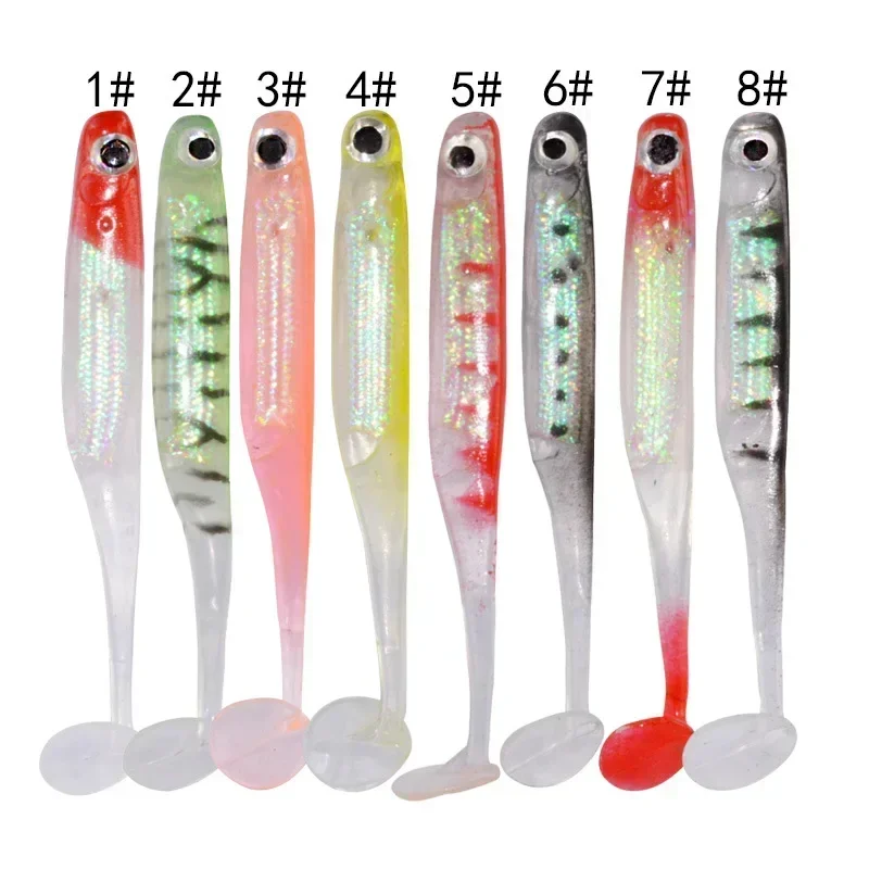 Afishlure Foil T Paddle Tail Shad Worm Soft Fishing Lure Bait Wobblers 3 Inch 75mm 2.2g 4pk 3D Fish Eyes Rainbow Fish