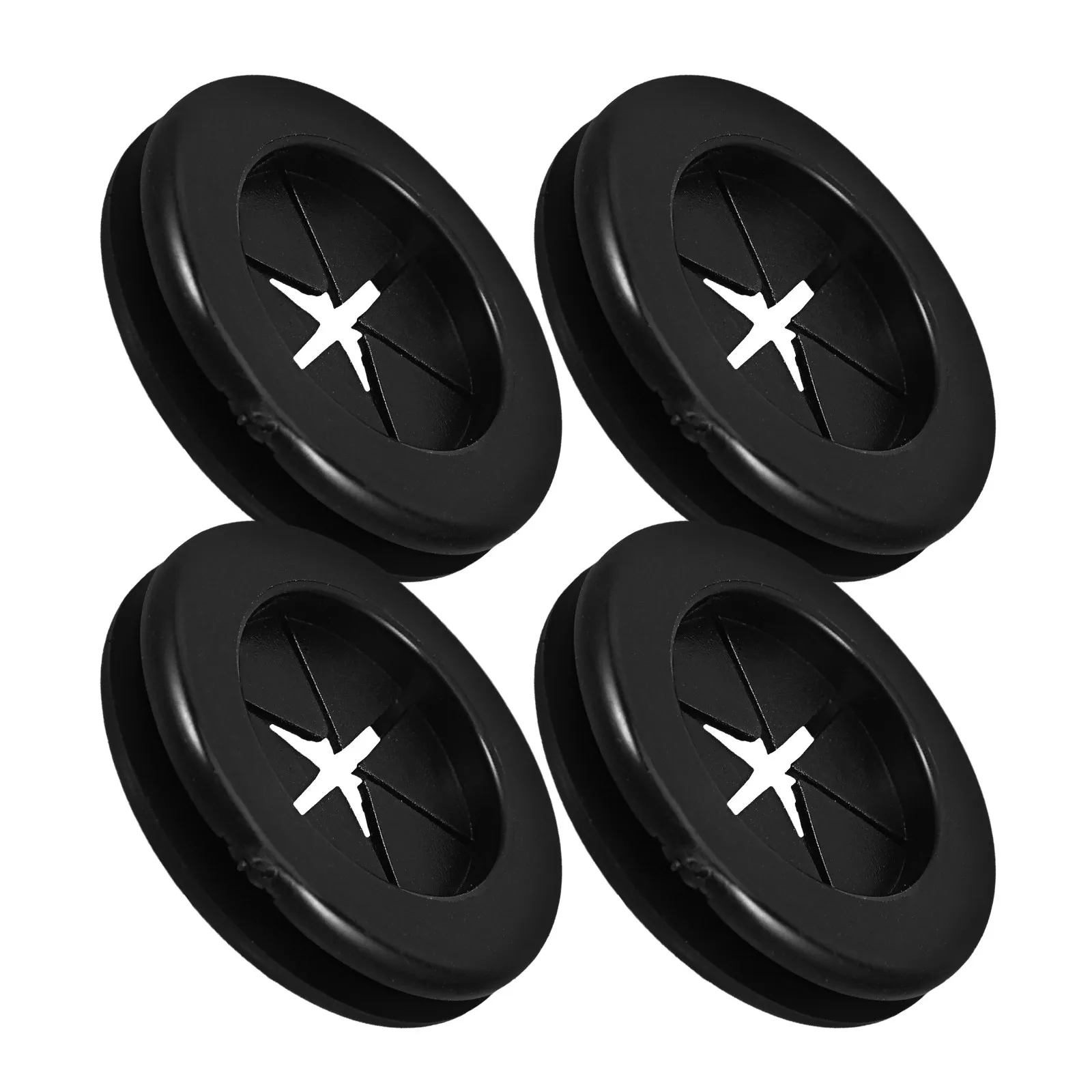 4Pcs Dual Sided Desk Grommet Black Rubber Cable Hole Cover Wire Protection Grommets for Countertops Office Home Waterproof Fire