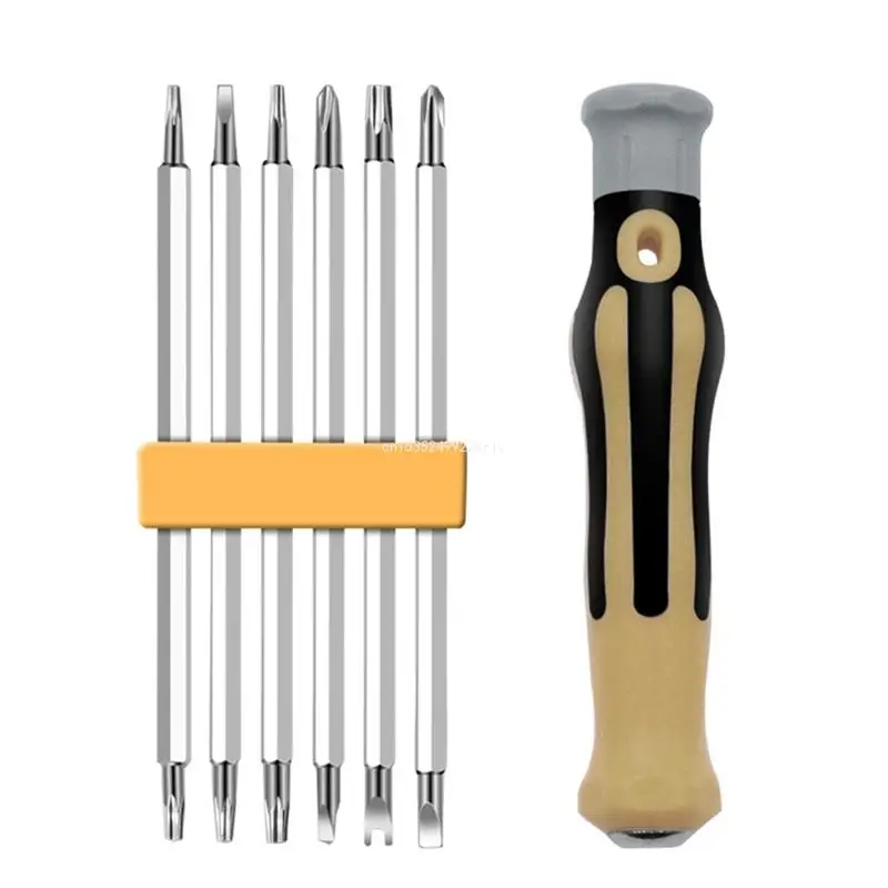 Compact Screwdriver Bit Set Double for Head Screwdriver Bits Vanadium Steel Hand Manual Repair Tool 7 Pc