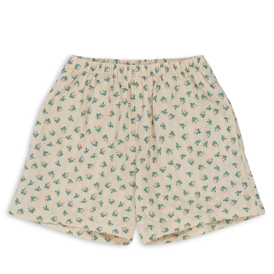 Kids Sets Summer New KS Same Style Beige and Green Floral Series Dress Crawler Clothing Lotus Sleeve Top Set for Girls