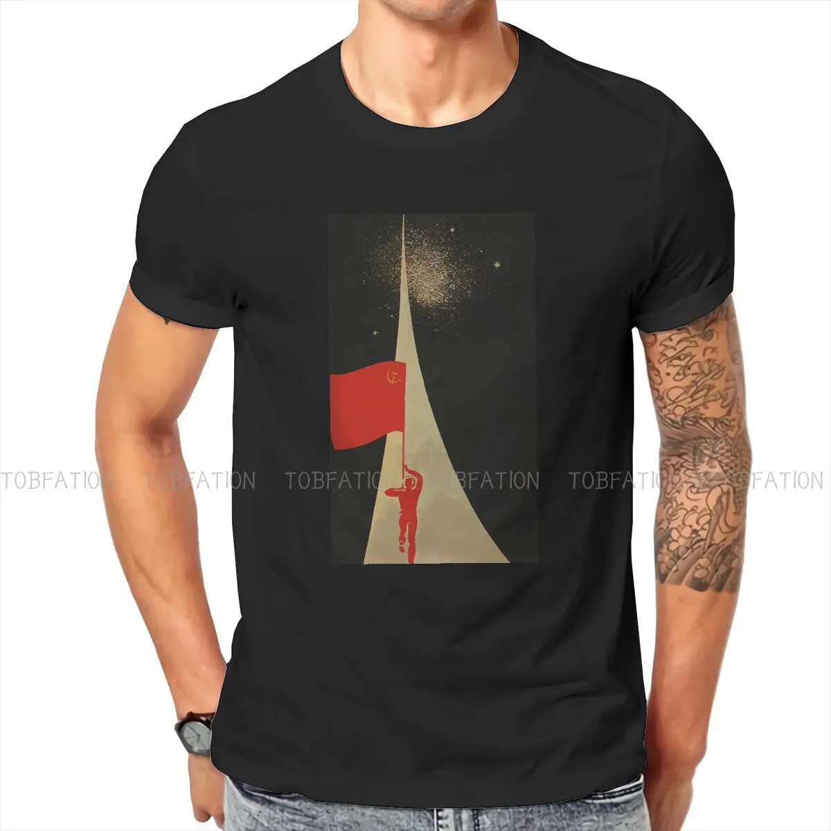 All The Way Up To The Stars Soviet Union Propaganda Style TShirt Russian USSR CCCP Comfortable Creative T Shirt Short Sleeve