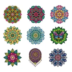 Mandala Flowers Stripes Thermal Stickers On Clothes Heat Transfer Decal Fusible Iron On Patches Heat Transfer Vinyl Custom Patch