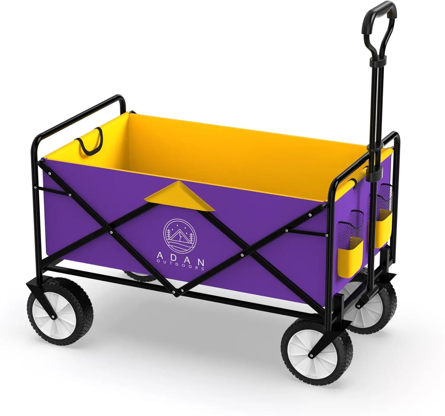 Folding Utility Wagon Cart | Collapsible, Foldable, Double Lock & Spacious Cup Holders ,Heavy-Duty for All Terrains