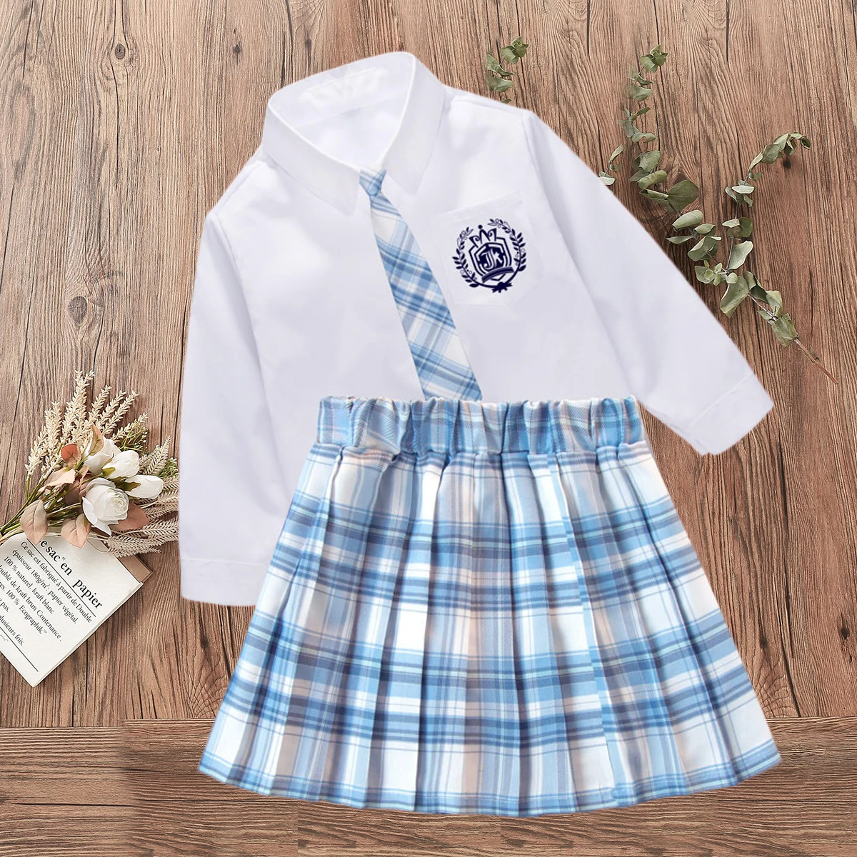 

Preppy Clothes for Teenagers Children Clothing sets School White Blouse & Skirt Suits for Girls Spring Baby Kids clothes 4 -14Y