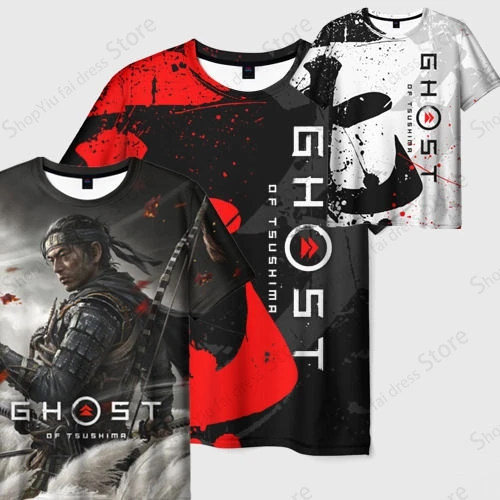 Anime Game Ghost of Tsushima 3d Print Tshirt Men Women Fashion T-shirt Kids Hip Hop Short Sleeve Tops Tees Men Clothing Oversize