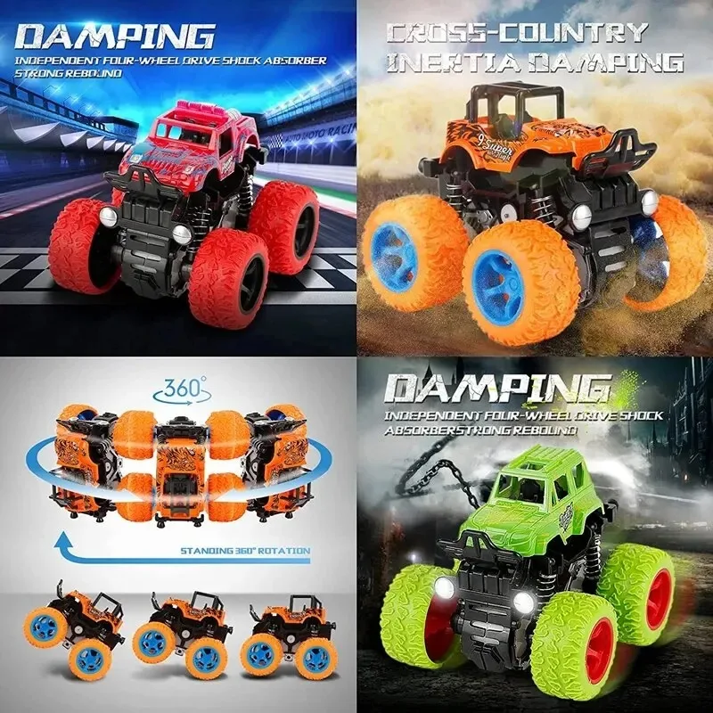 Toys Car Monster Truck Four-Wheel Drive Vehicle Stunt Dump Car Inertia Car Toy Dinosaur Pull Back Children Toy Boy Girl Gift