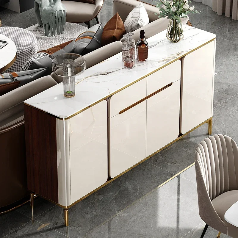 Light luxury dining side cabinet side cabinet rock slab modern simple secret  living room home locker tea kitchen