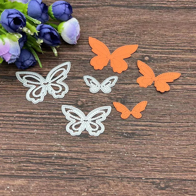 New 3PCS/Set Butterfly background Frame Metal Cutting Dies Stencils For DIY Scrapbooking Decorative Embossing Handcraft Template