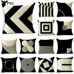 Black and White Simple Design Pillowcase Geometric Stitching Sofa Office Nap Cushion Cover 40*40cm/45*45cm/50*50cm
