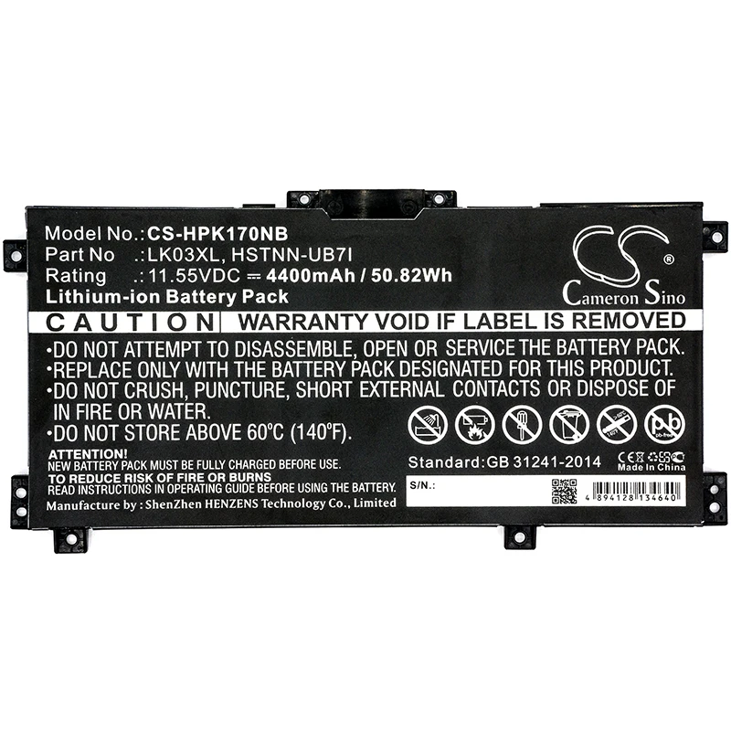 GreenBatteryPower CameronSino 4400mAh 11.55V 50.82Wh Notebook, Laptop Li-ion Battery for HP  Envy17m,Envy X360,LK03XL,916814-855