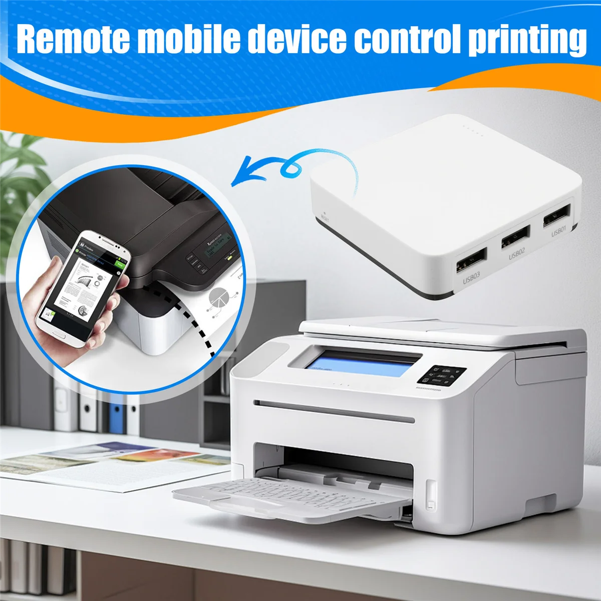 New Wired Print Server Connects 3 USB Printers At the Same Time Sharer Standard 100M Network for WIFI/BT4.0 EU PLUG