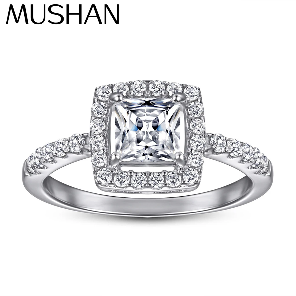 

MuShan Jewelry 925 Sterling Silver Rings Bands Engagement Ring 7A Cubic Zirconia Bridal Rings Bands Anniversary Women Gift