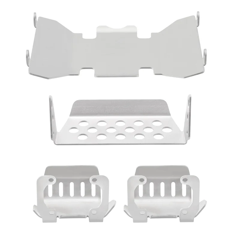 

YSUN-Stainless Steel Front Bumper Lower + Axle + Gearbox Mount Protection Skid Plate Set For 1/10 RC Crawler AXIAL SCX10 II 9004