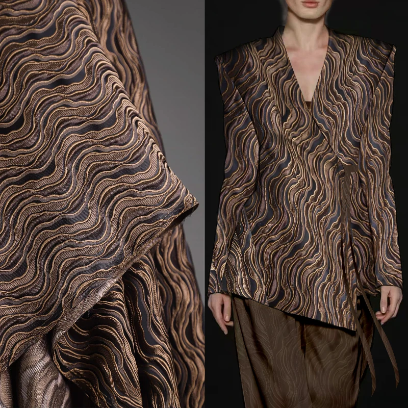 Rock Water Wave Texture Jacquard Heavy Industry Reconstruction of Irregular Concave Convex Texture Coat Fabric