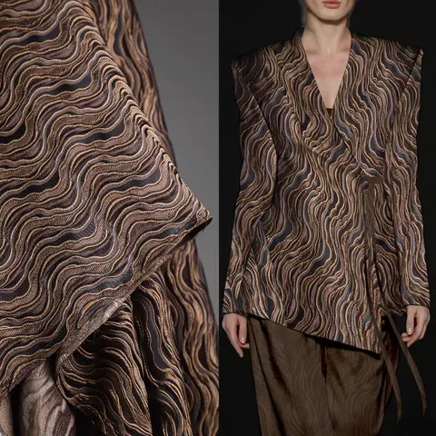 Rock Water Wave Texture Jacquard Heavy Industry Reconstruction of Irregular Concave Convex Texture Coat Fabric