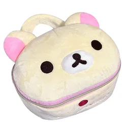 Cute Rilakkuma Korilakkuma Bear Big Face Plush Storage Pocket Organizer Cosmetics Bag Makeup Pouch Case for Home Girls Woman