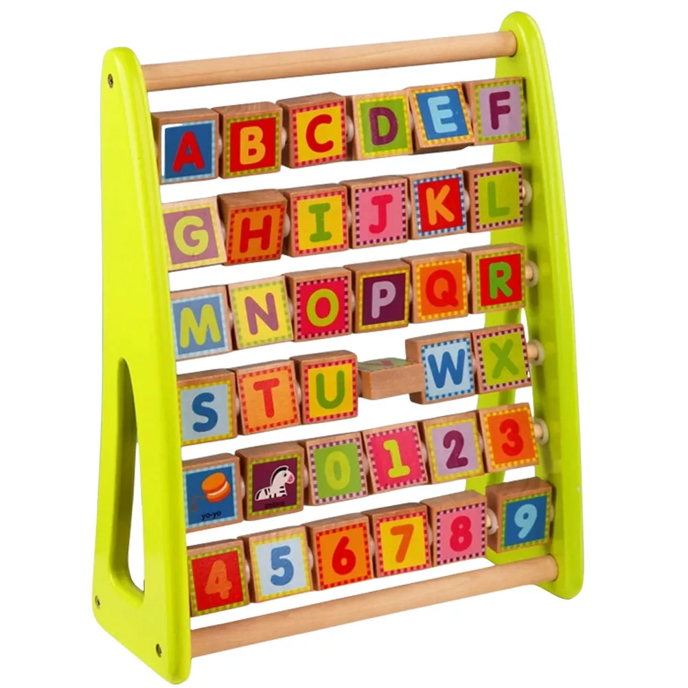 Wooden Alphabet Learning Rack Smooth Edge Kids Cognition Board Early Education Math Number Wooden Learning Board