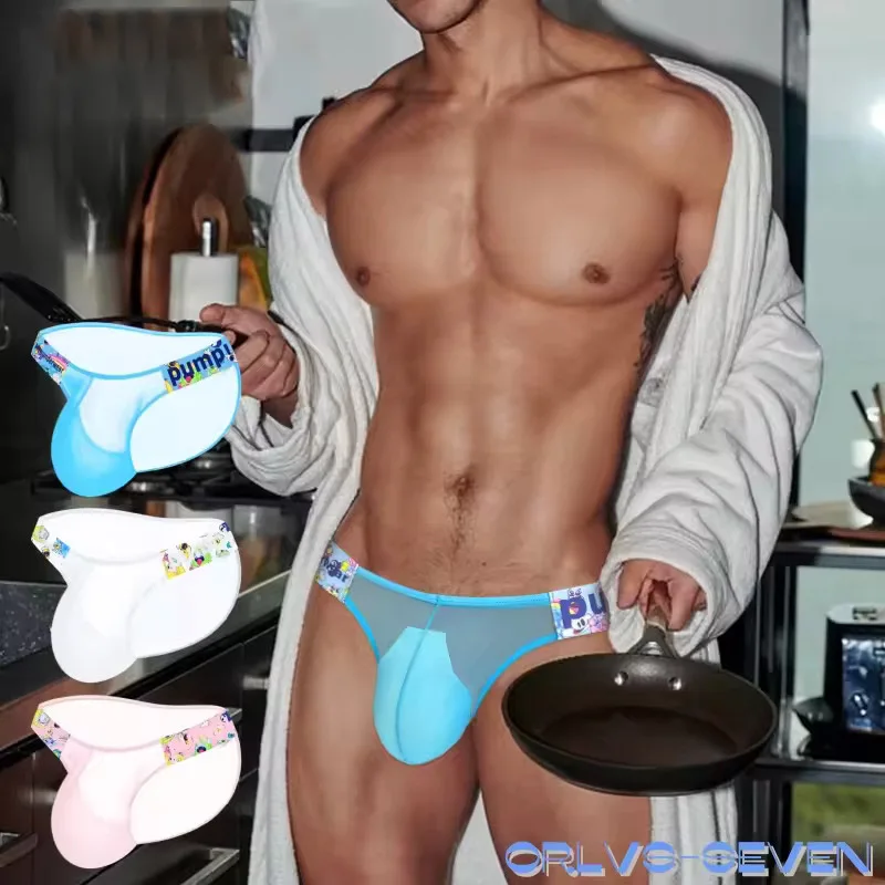 

Мужское нижнее белье Трусы 0,01 Ультратонкая прозрачная сетчатая ткань Летние узоры Бикини Аниме Пояс Высокая вилка Рог Дизайн Трусы