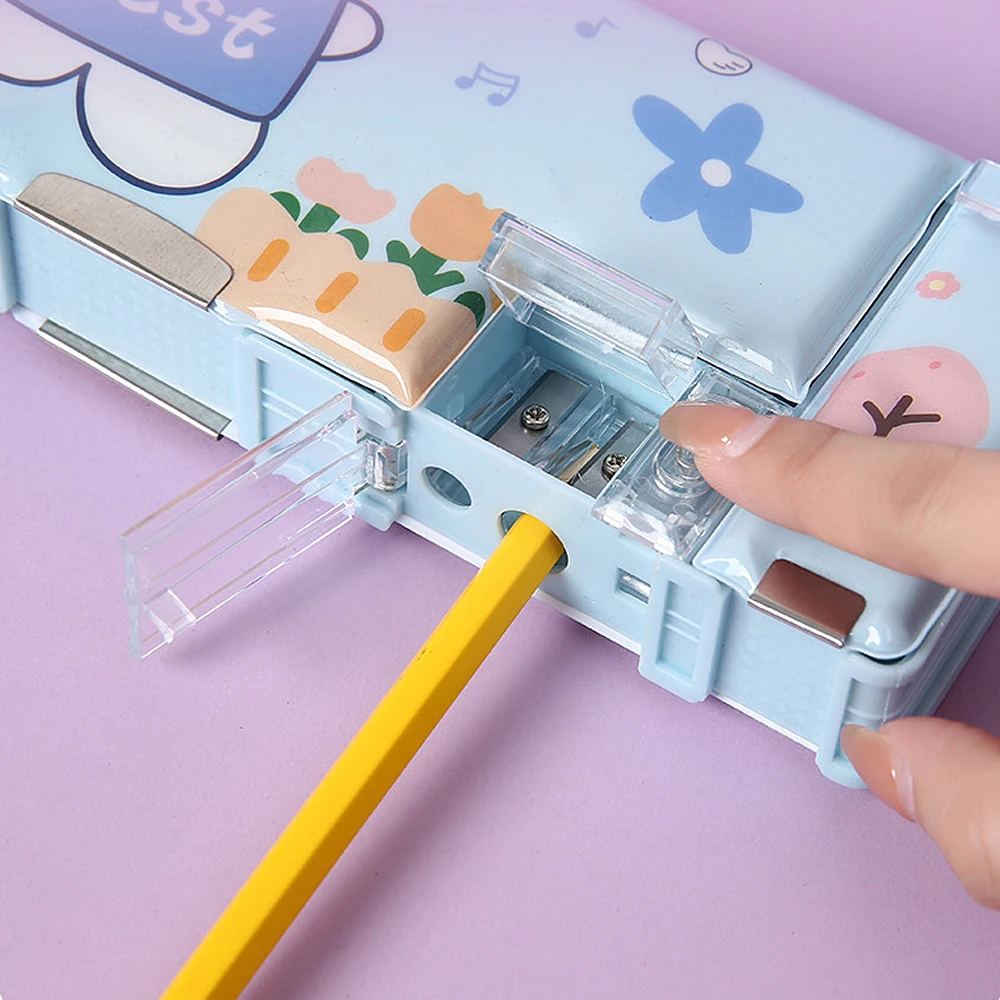 Cartoon Stationery Box with Pencil Sharpener Plastic Pencil Case School Storage Box Kid Cute Pen Case Student Pencil Box Gifts