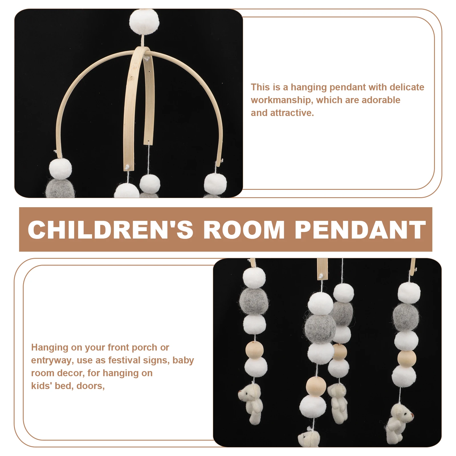 

Wooden Beads Baby Mobile Hanger Wood Balls Crib Nursery Decor Newborn Gift Christmas Child Room Toy Develop Skills