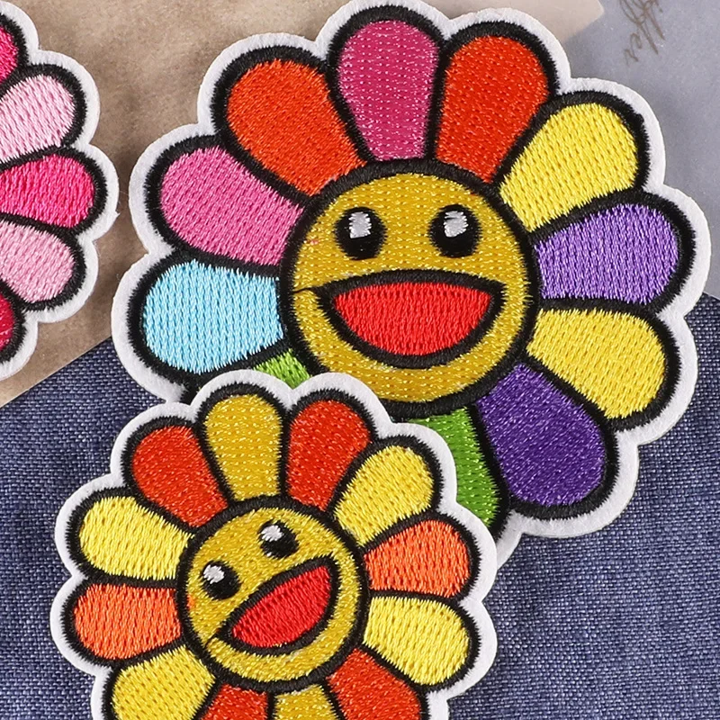 1 Piece Sun Flower Embroidery Patch Logo Mardi Gras Sticker for T-Shirt Patchs Anime Patches Clothes Star Textile Iron Patches