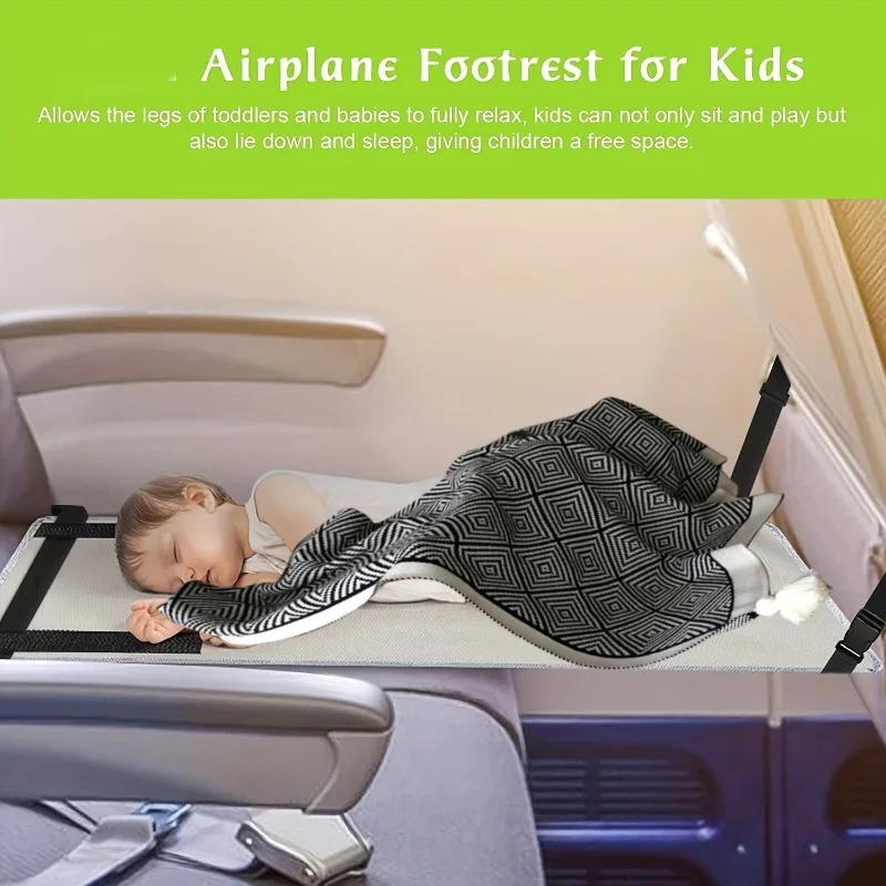 قطعة واحدة من وسادة موسع مقعد السفر المحمولة للأطفال على شكل طائرة سرير طيران قابل للتعديل مع وسادة تمديد مقعد من قماش أكسفورد