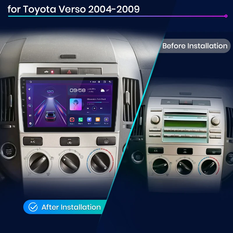 Junsun Android 13 Radio Autoradio For Toyota Corolla Verso 2004-2009 Multimedia for Apple Carplay GPS Navigation RDS WiFi Poland