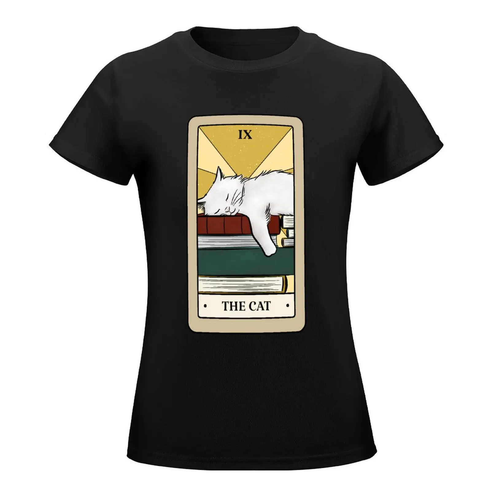 Bookish Tarot - The Cat T-Shirt tees female oversized Blouse cropped t shirts for Women