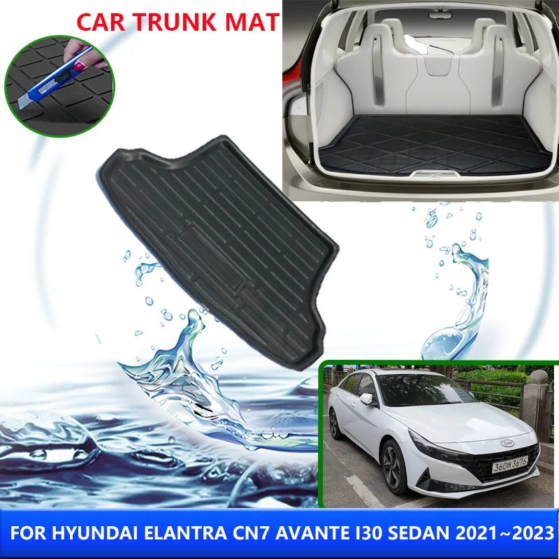 

For Hyundai Elantra 2021 CN7 CN 7 2022 Avante 2023 i30 Sedan Car Trunk Anti-dirty Waterproof Mats EVA Material Rear Cargo Tray