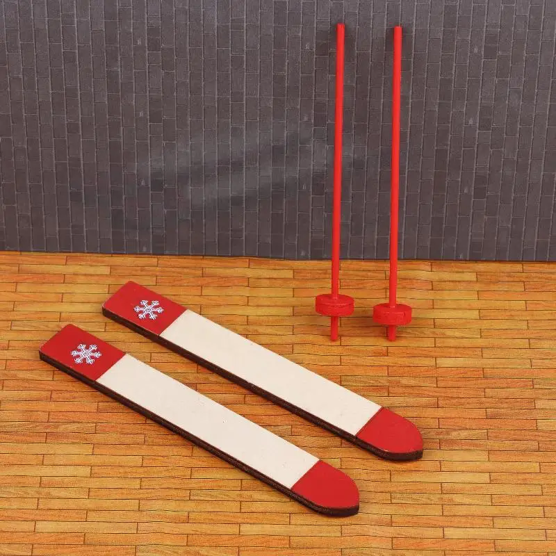 1/12 Dollhouse Mini Wooden Sled Model Dollhouse Christmas Scene Decoration Dolls House Accessories Pretend Play Toys