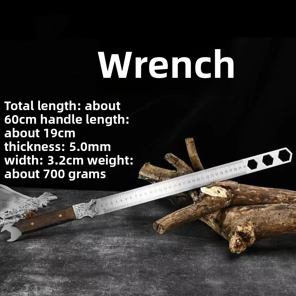 

XMSJ Portable EDC Multifunctional Stainless Steel Ruler Wrench Emergency Window Breaking Stick Car Safety Survival Tool