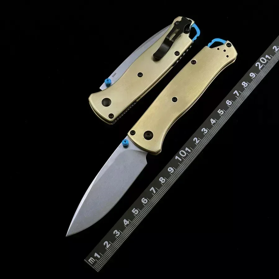 BM BUGOUT 535-3 Brass Handle Outdoor Folding Knife Mark S90V Blade EDC Hunting Camping Tactical Survival Manual Knives