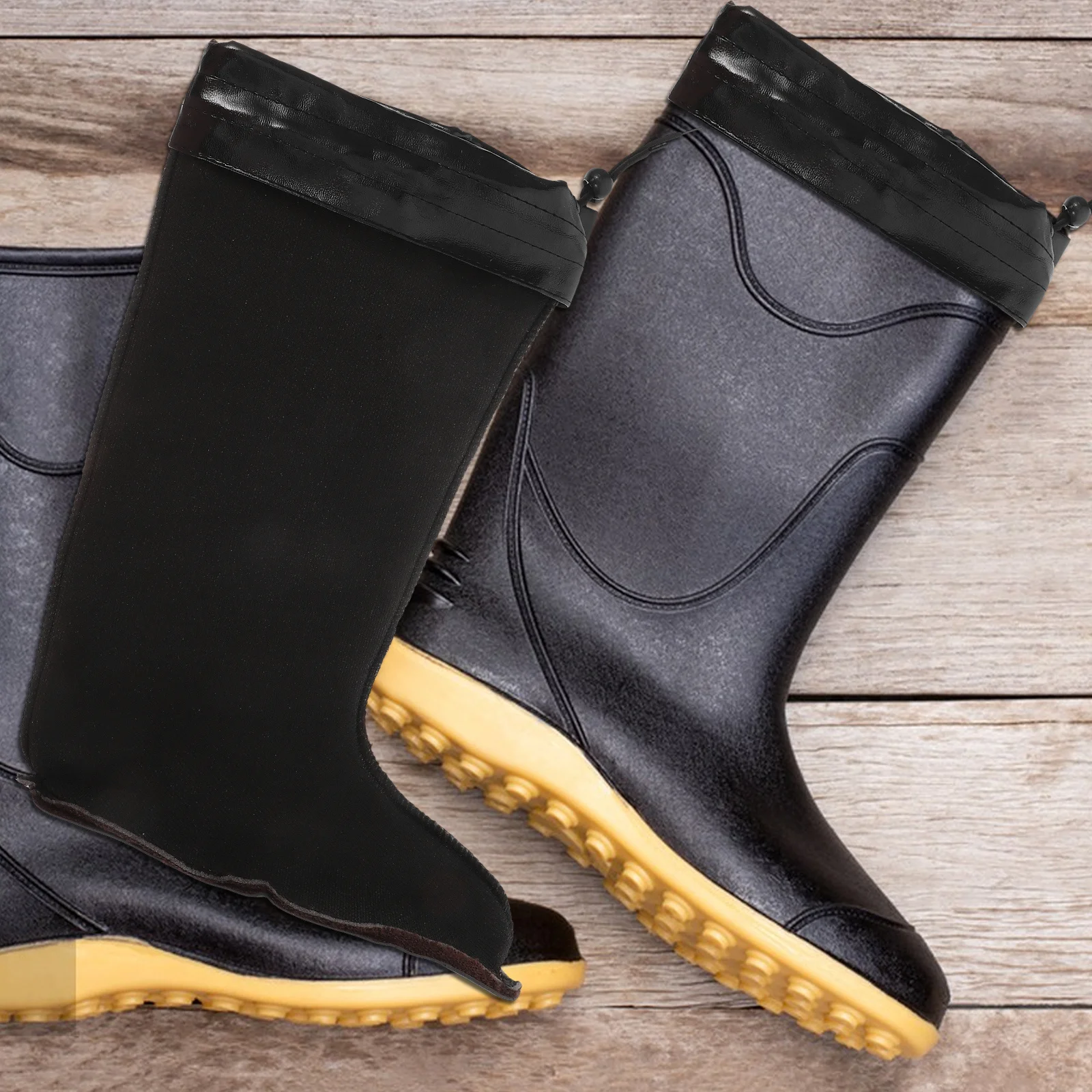 

1 Pair Rain Boot Liners Men'S Winter Thick Thermal Lining Waterproof Non-Slip Insulated Cotton Insert For Cold Weather Hunting