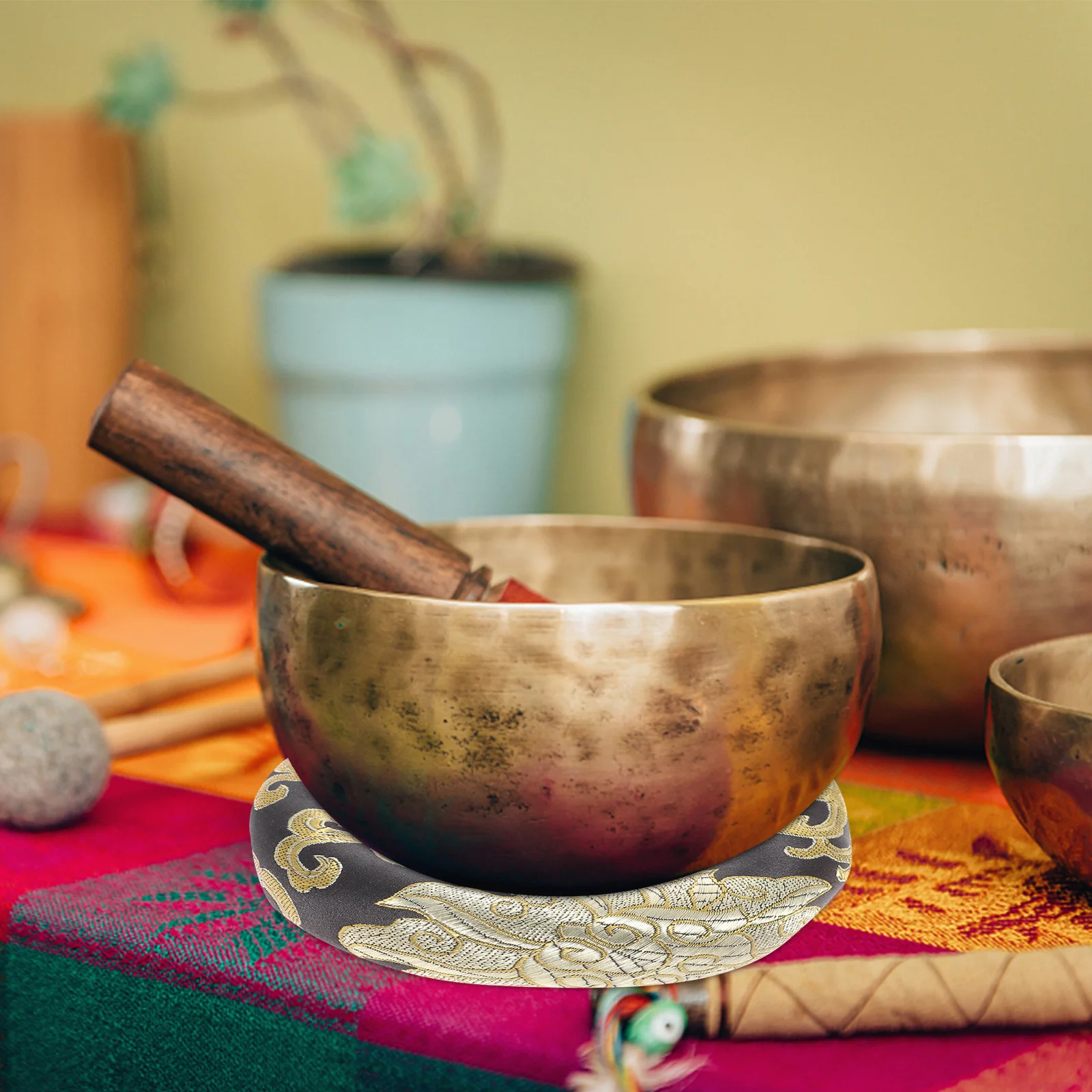 Buddhistisches Soundpad, hochwertiges Baumwolltuch, rutschfeste Klangschale, Matte für Meditation, Yoga, Schüsselkissen, Instrument