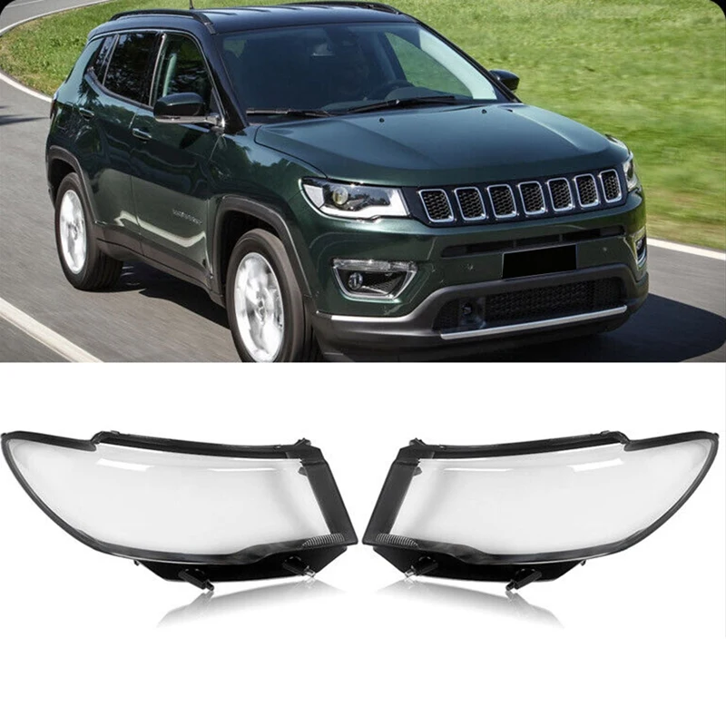 1 Pair Car Headlight Lens Cover Head Light Lamp Lampshade Transparent Front Light Shell For Jeep Compass 2017 2018 2019