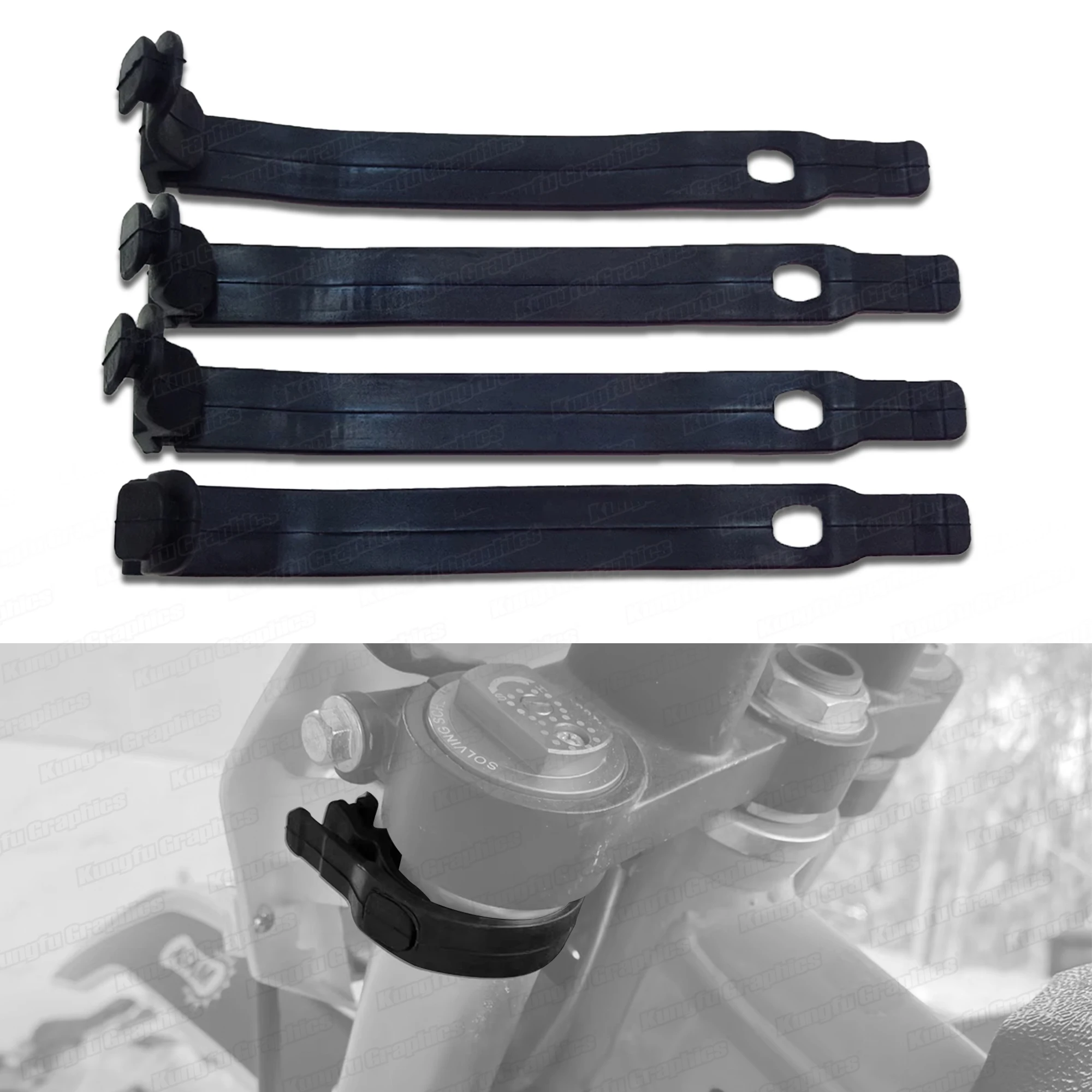 

4pcs Motorcycle Headlight Rubber Straps Headlamp Bracket Fixing Strips for KTM EXC XCW 14-23 / for Husqvarna TE FE 15-23 Black