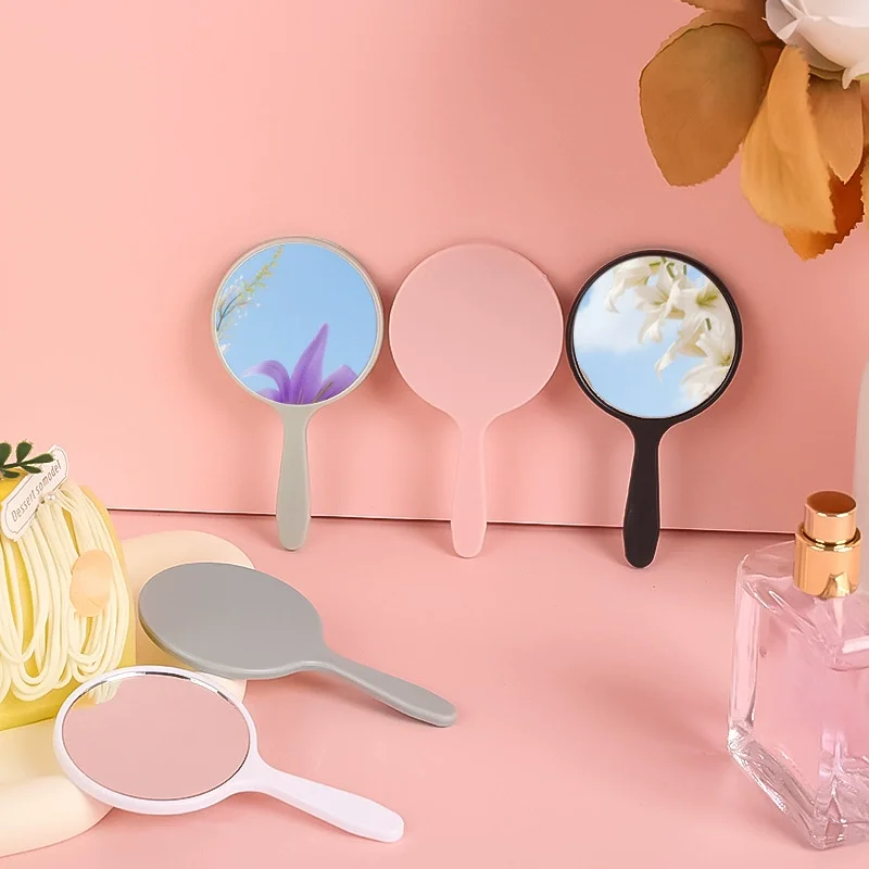 MINI Makeup Mirror Makeup Mirror Durable with Handle Handheld Portable Mirror Anti-fall Small Round Handheld Mirrors for Women