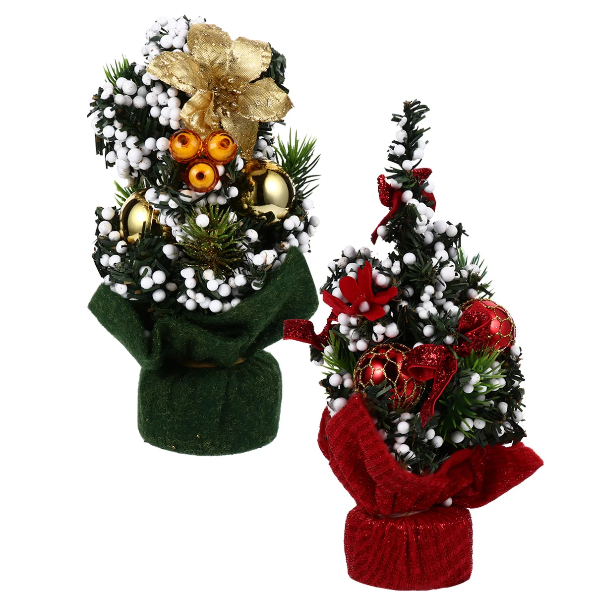 

2pcs Mini Christmas Tree Decorations Pvc Fire-Resistant For Home Office Restaurant Desktop Xmas Ornament Festival Tree