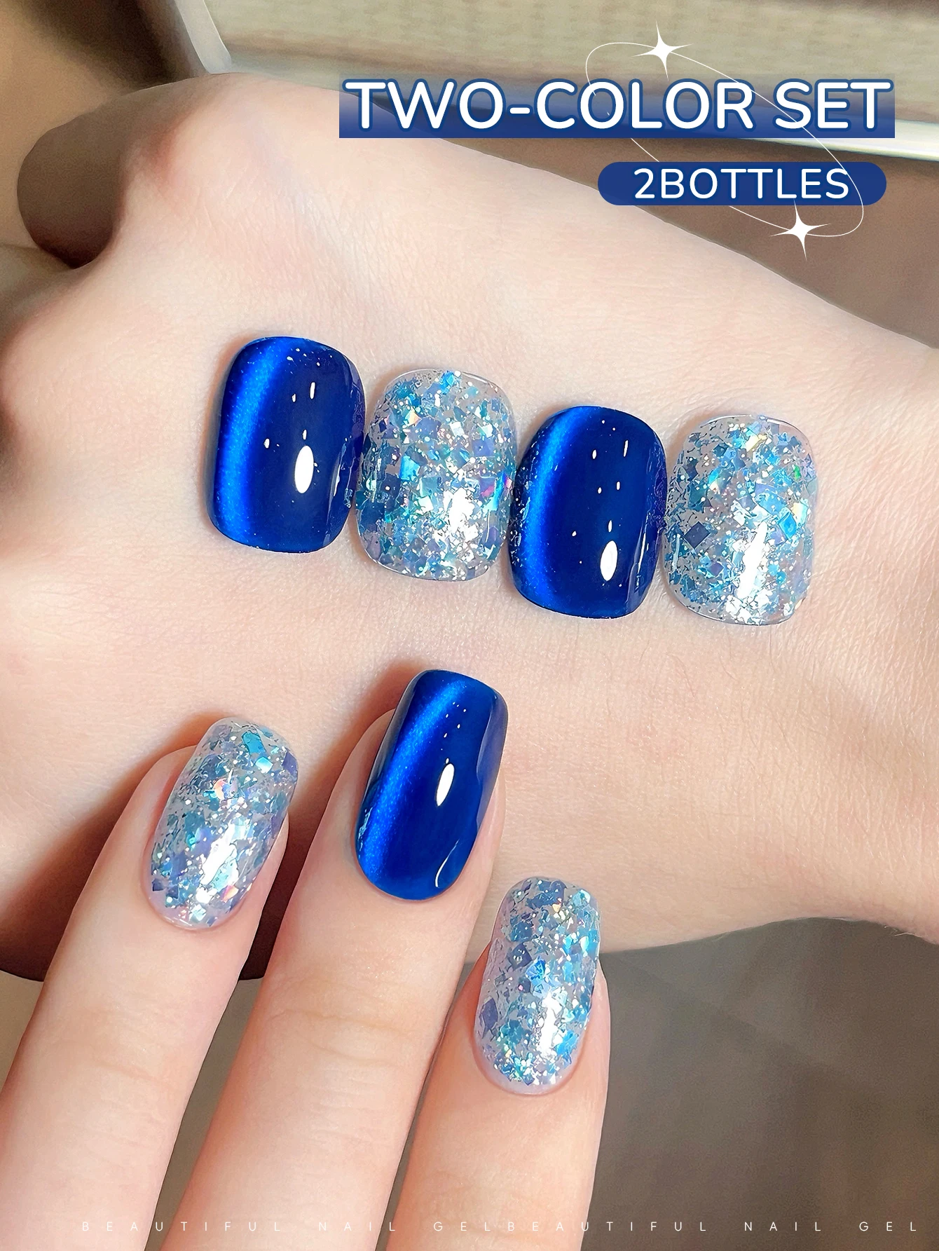サンルイ SAINT LOUIS JEU DARK BLUE KNIGHT アクセサリー ガラス メンズ レディース ブルー系 【中古】 XEJAYI 2Pcs 15ml Blue Cat Eye Gel Nail Polish Set,UV LED Soaking