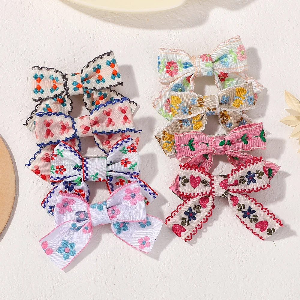 3 Teile/satz Baby Mädchen Blumen Stickerei Haar Clips Trendy Handgemachte Haarnadeln Schöne Kinder Haar Zubehör für Mädchen