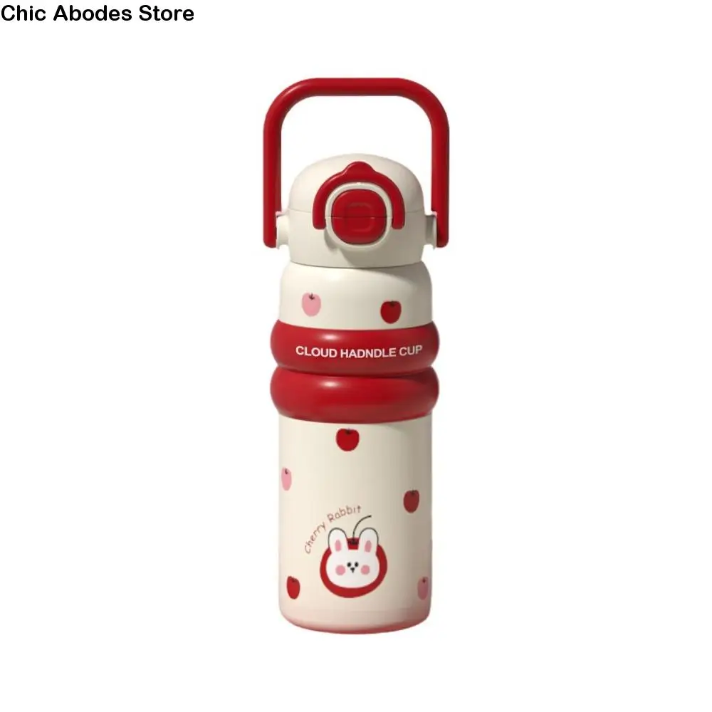 

Creative Portable Handheld Thermos Cup 600ml with Straw Thermal Bottle Cartoon Leak-Proof Thermos Water Bottle Daily Use