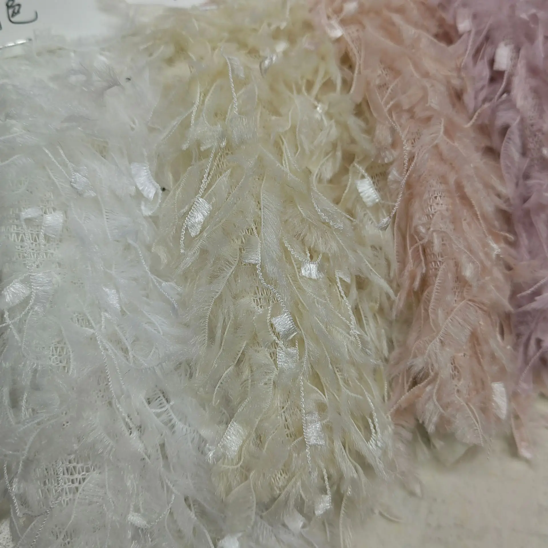 New Feather Tassel Fabric Chemical Fiber Plush Mesh Fabric DIY Dress Skirt Designer Fabric By the yard