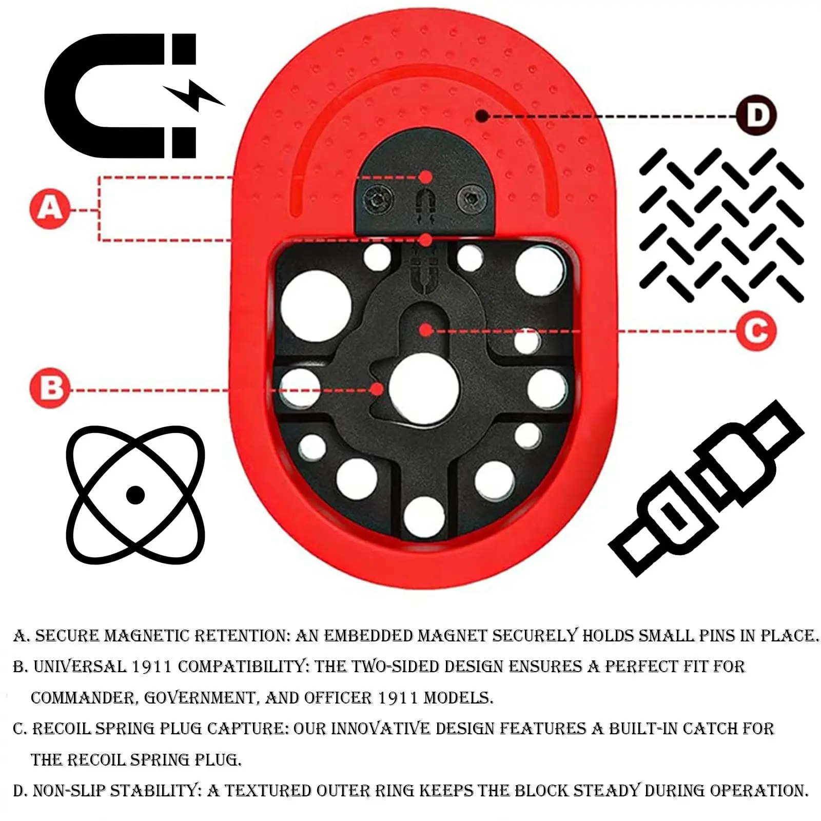 Bloc de banc universel magnétique avec Base antidérapante, outil de douille M1911 pour pistolets Sig Sauer, réparation d'armes à feu, équipement militaire