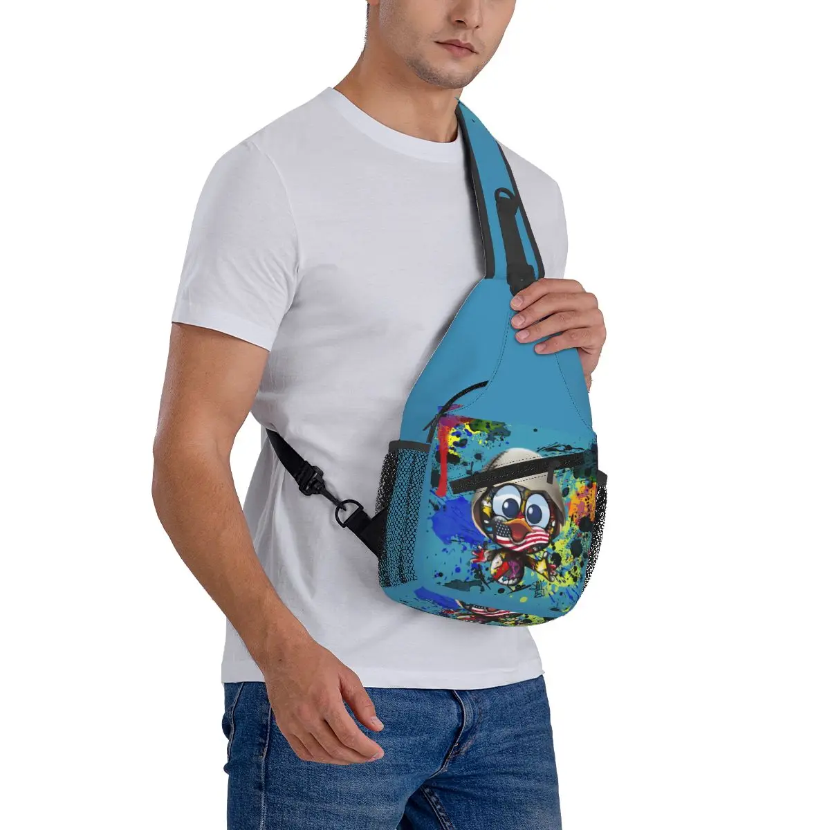 Custom Calimeros Comic Sling Crossbody Backpack for Women Men Waterproof Little Chicken Daypack Printing Shoulder Backpack