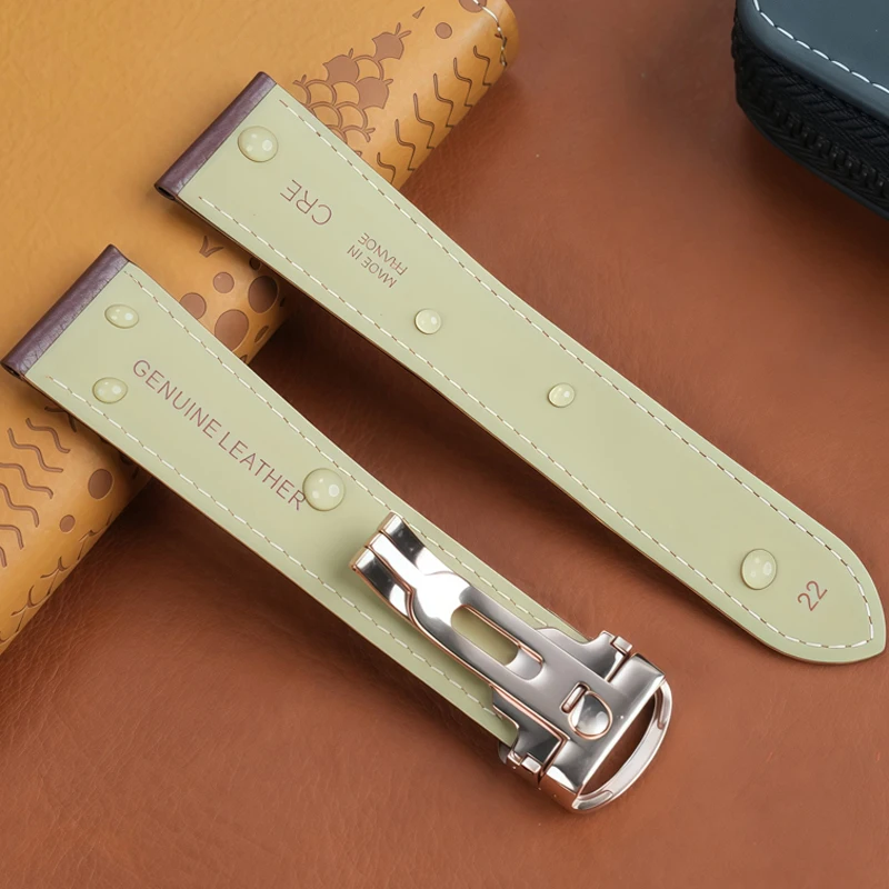 حزام ساعة من الجلد الطبيعي لكارتييه WSTA0028 تانك لندن سولو ليتشي محكم جلد البقر حزام الساعات الرجال النساء الفرقة 17 18 20 22 مللي متر #2