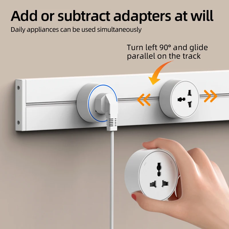 Brazil/Russian/Israel/Italy Track Socket 8000W Wall Power Socket With Switch FR EU US UK Standard Movable Adapter Plug with USB view 5